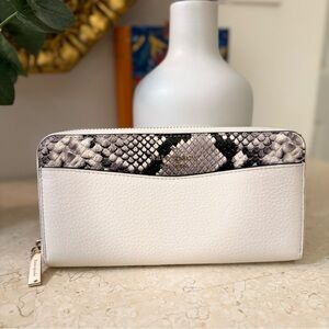 Kate Spade Cream with Snake Print Wallet Leila Large Continental